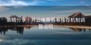 策略分享｜开云体育赛事推荐机制调整说明