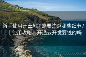 新手使用开云APP需要注意哪些细节？｜使用攻略，开通云开发要钱的吗