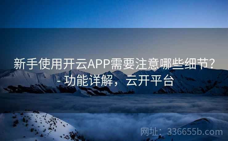 新手使用开云APP需要注意哪些细节？ - 功能详解，云开平台